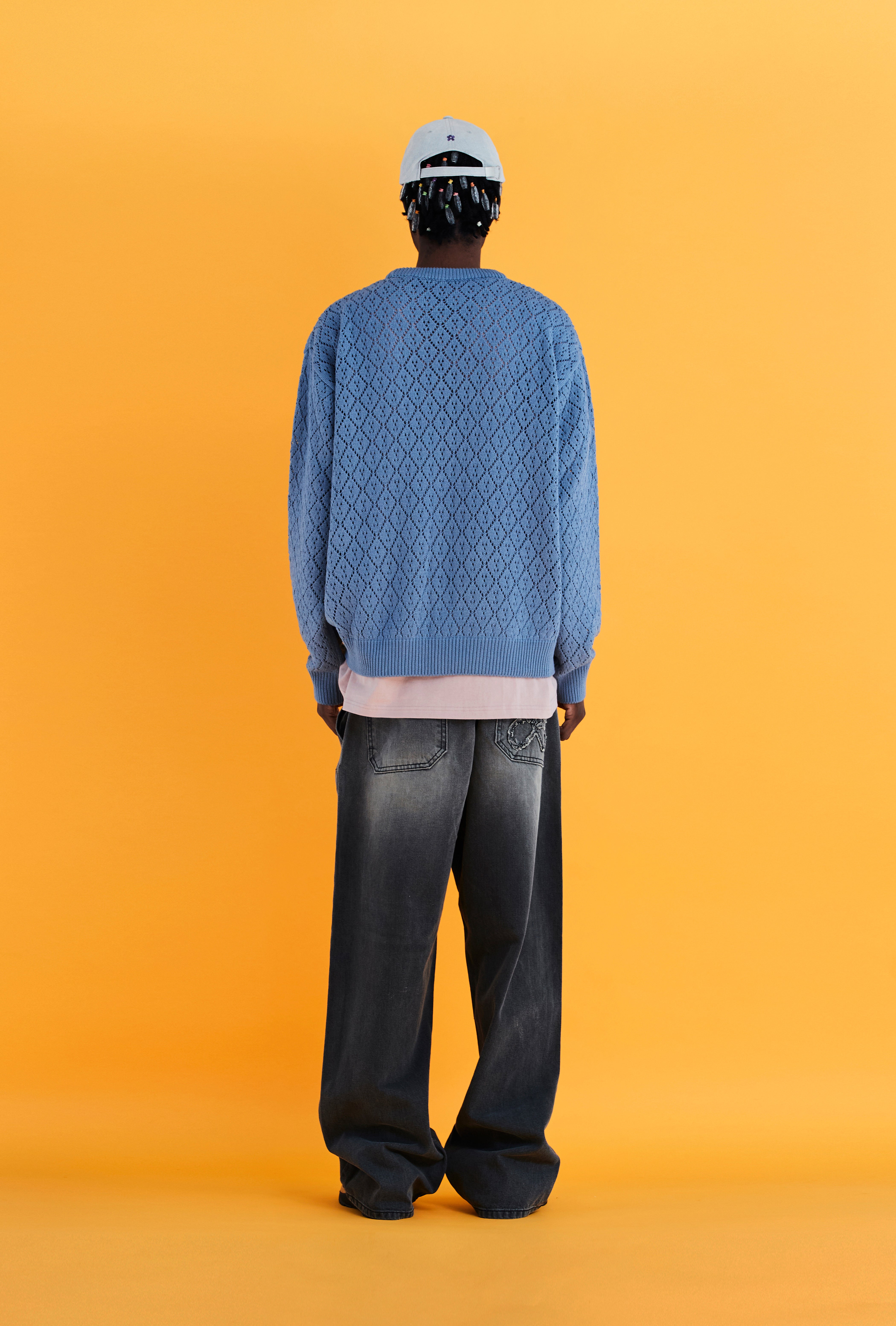 MESH ARGYLE KNIT / BLUE