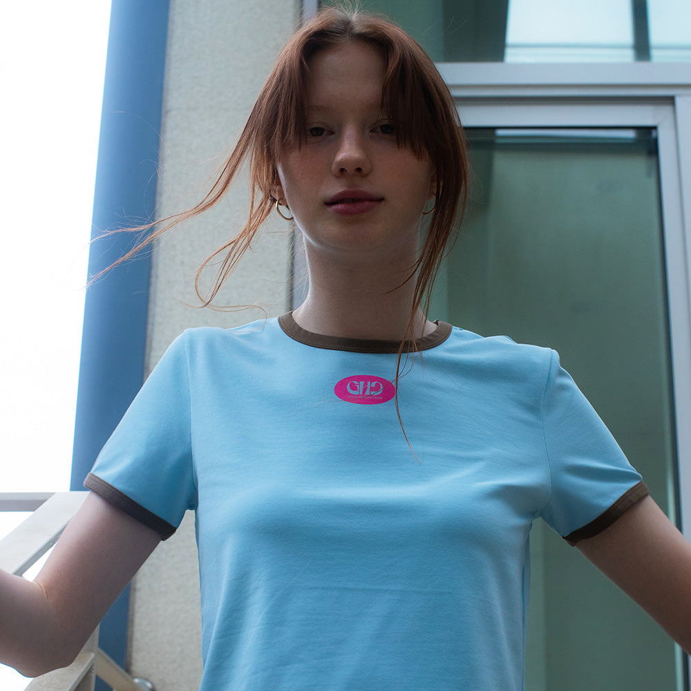 CIRCLE LOGO CROP TEE_BLUE