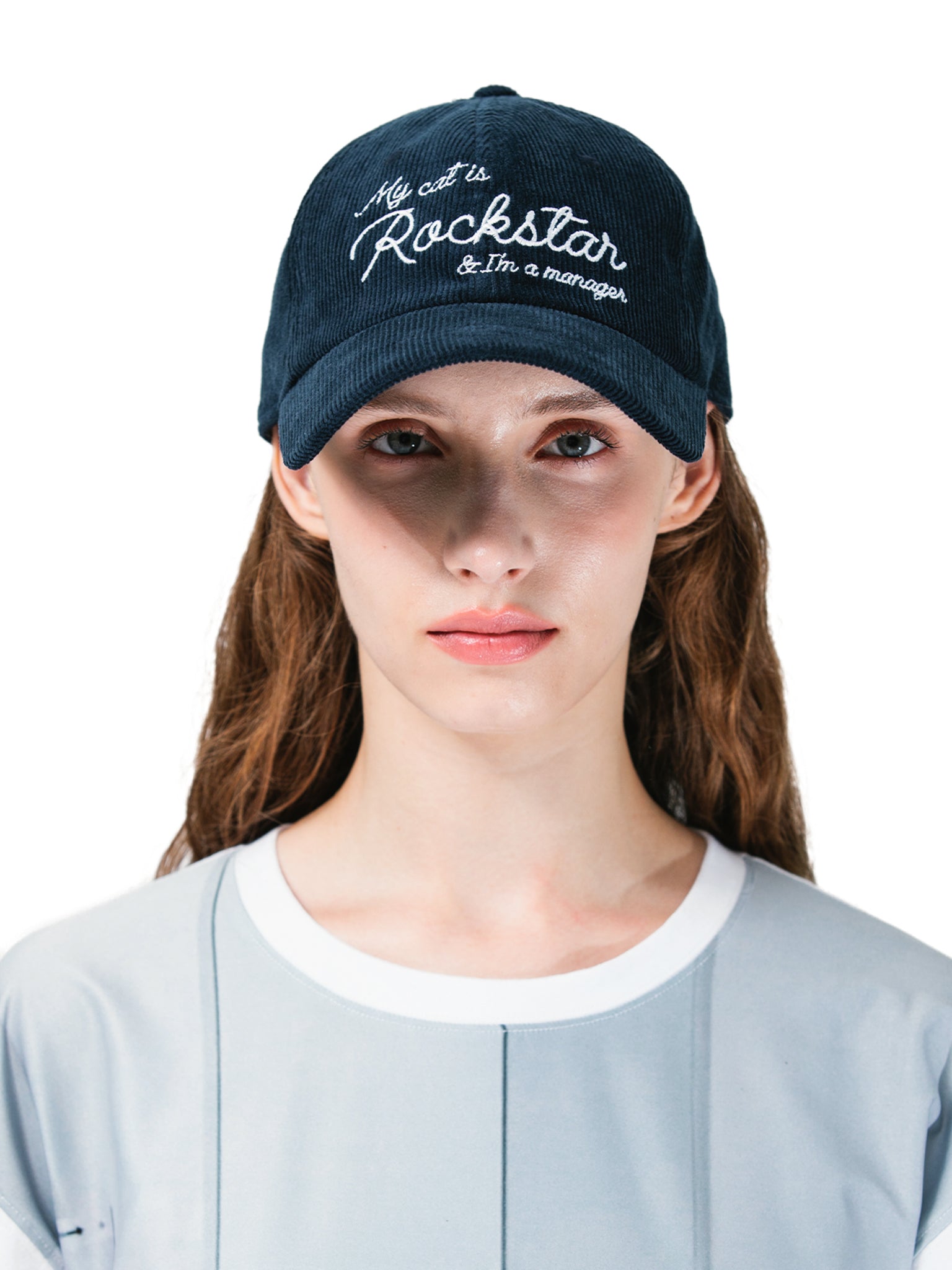 Cursive Handwriting Corduroy cap (Navy)