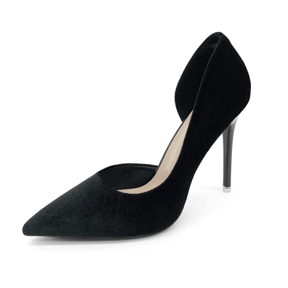 Velvet side off stiletto hill (Black)