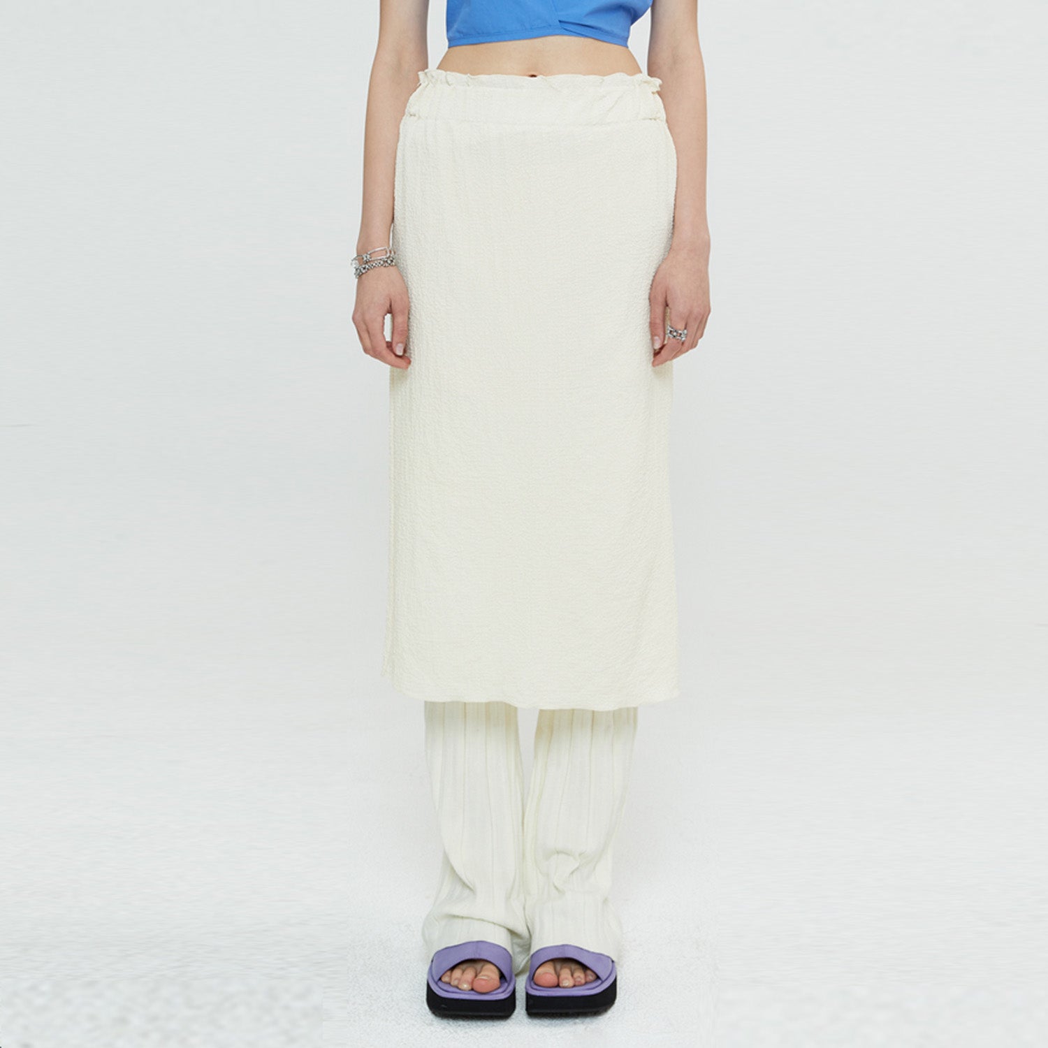 RELAXED SEERSUCKER SKIRT (CREAM)