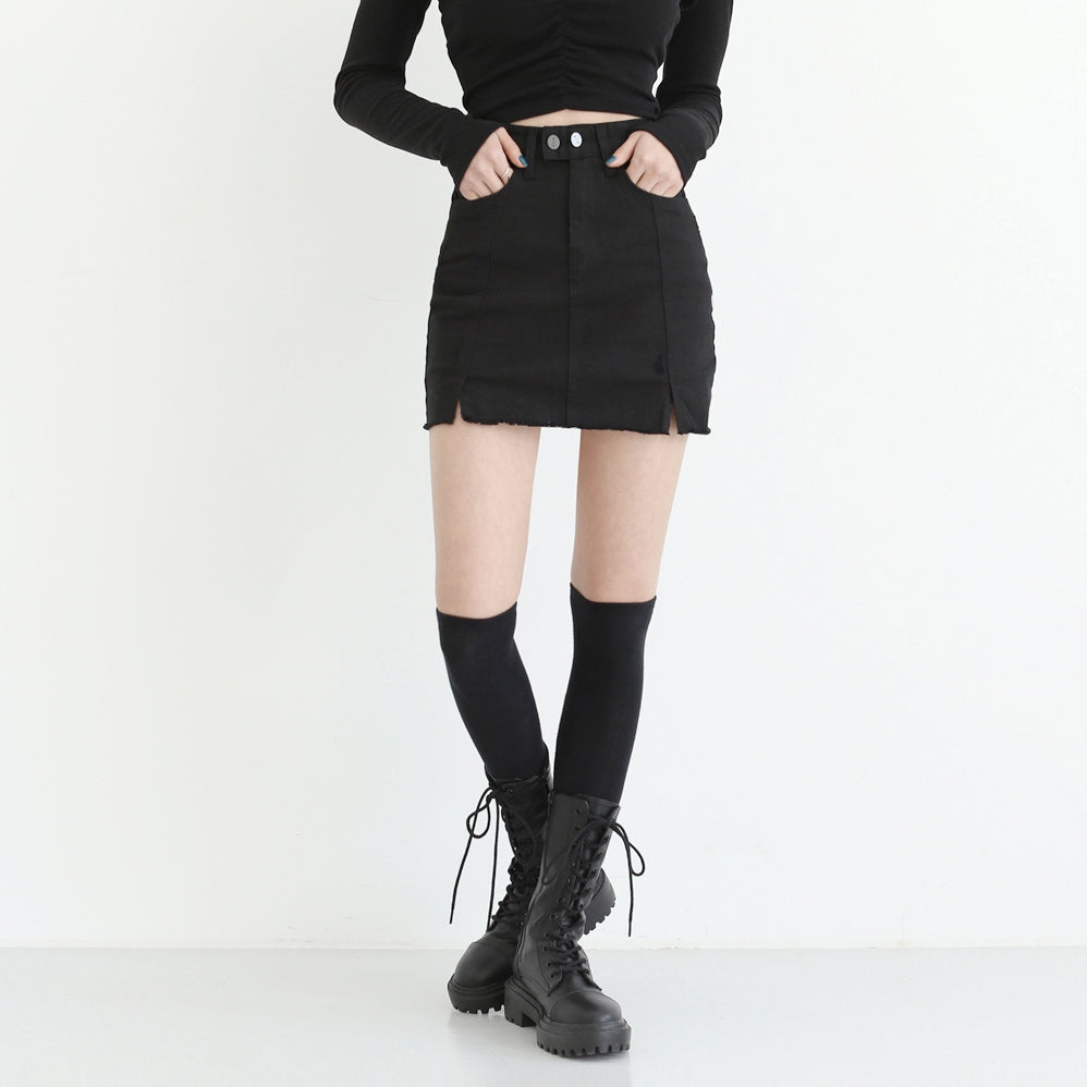 Slit vintage mini skirt