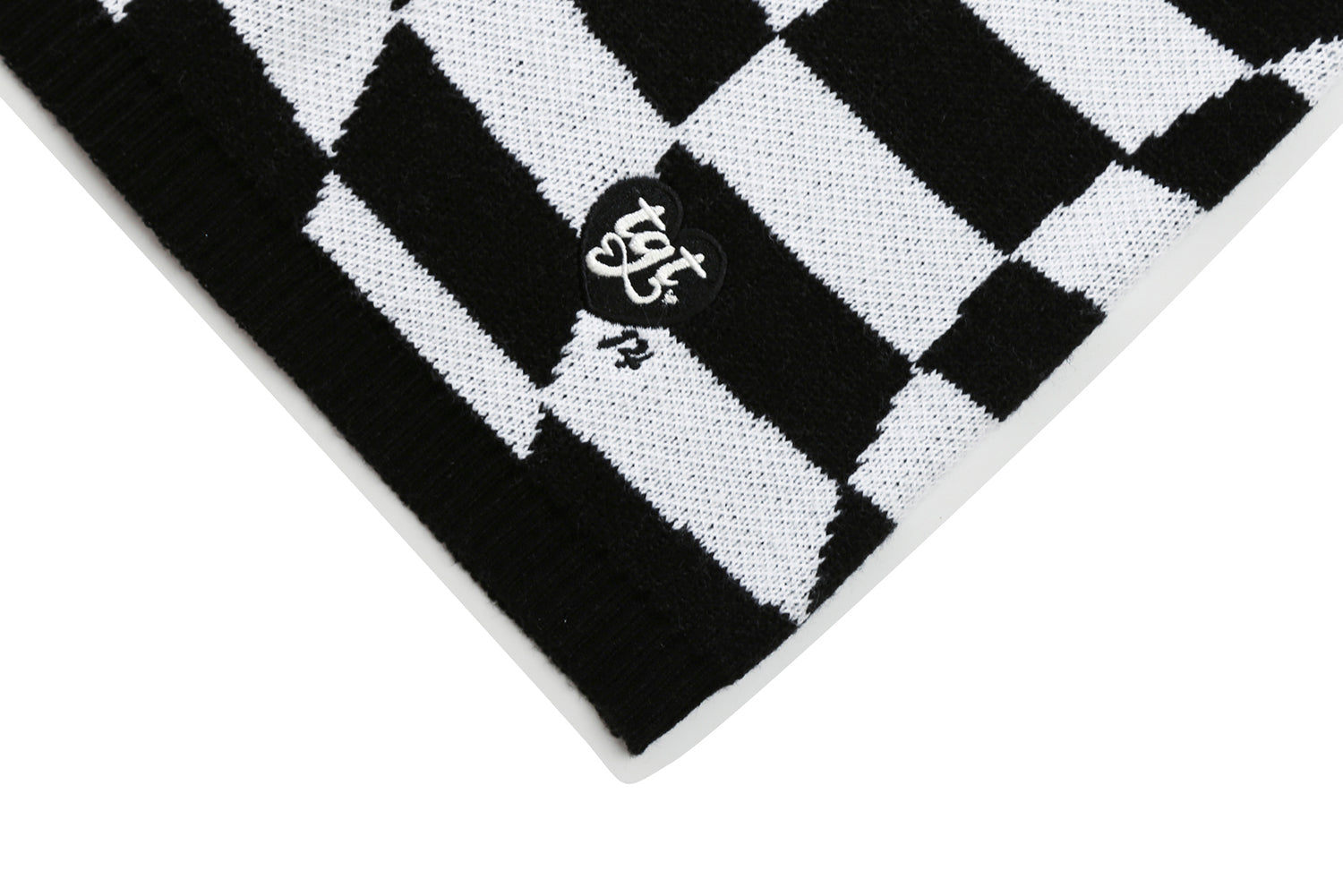 CHECKERBOARD KNIT ONEPIECE(BLACK)