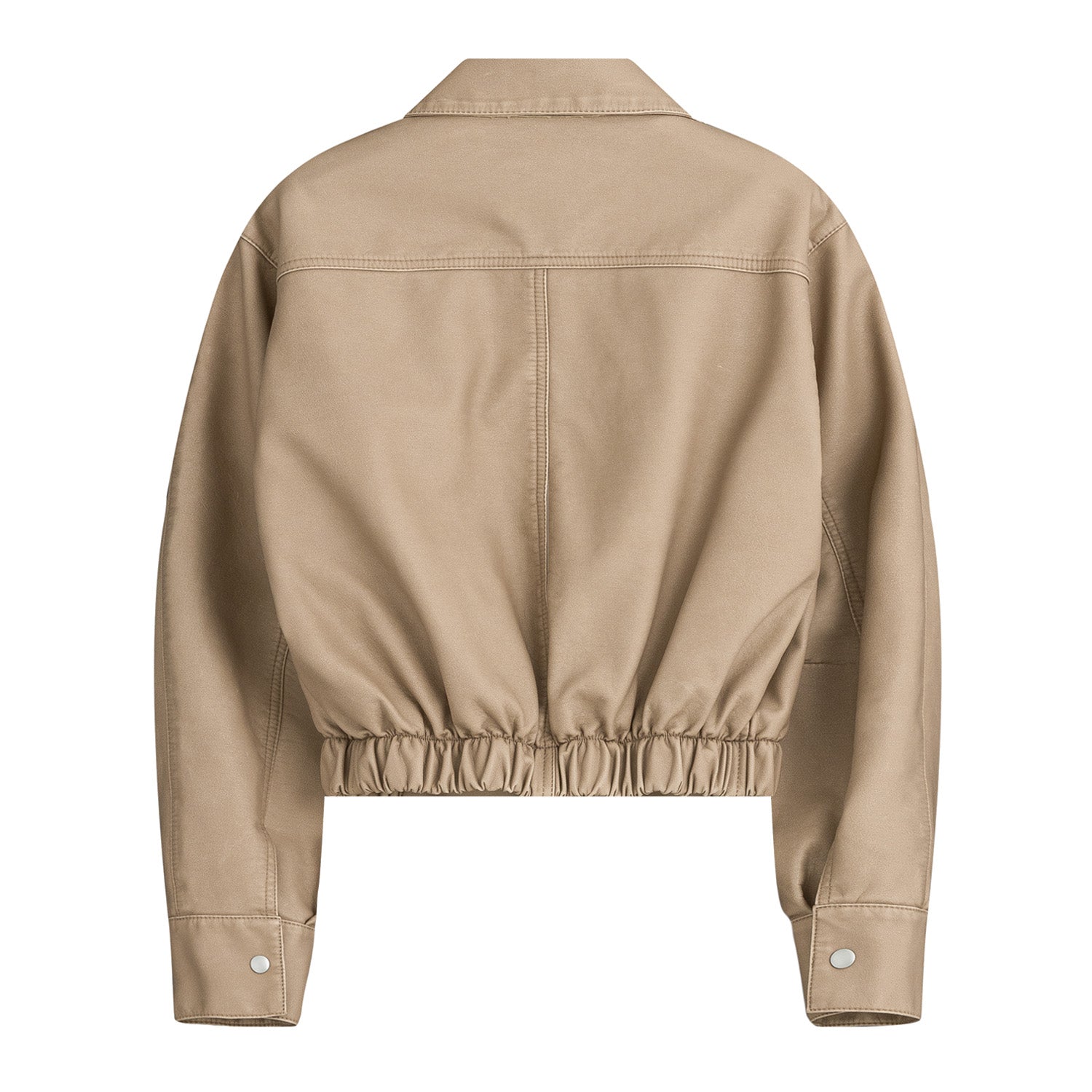 Washed Double Pocket Crop Blouson (Beige)