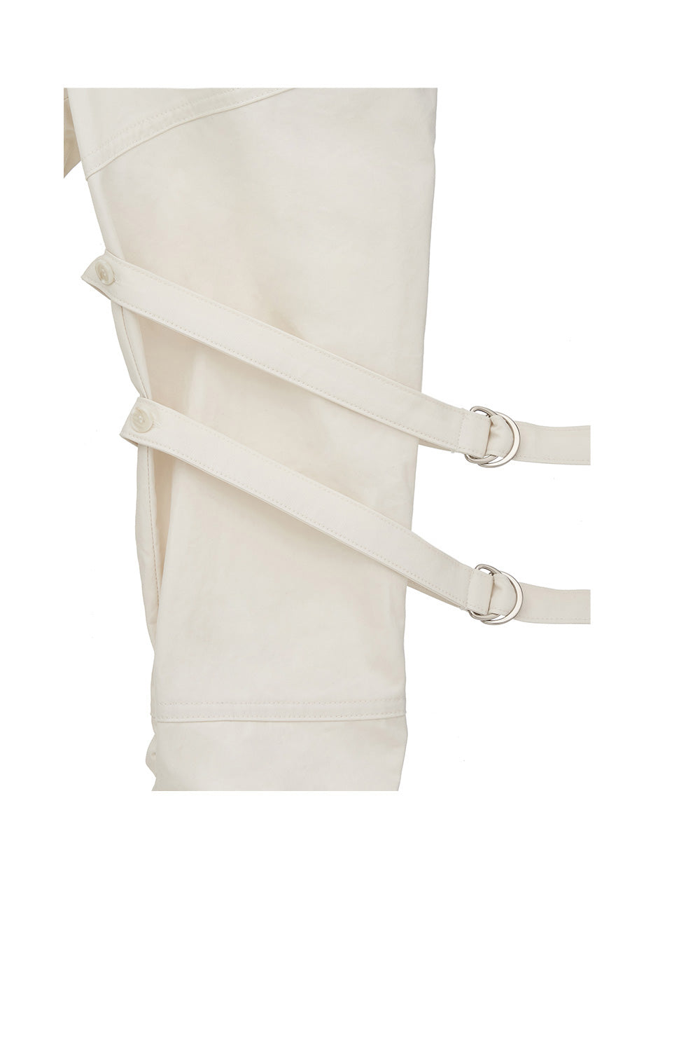 DETACHABLE STRAP SHIRRING PANTS (IVORY)