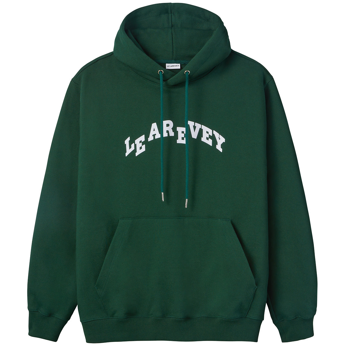 LE AREVEY ARCH LOGO HOODIE DEEP GREEN