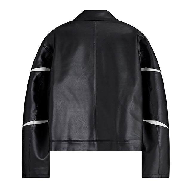 Slit Leather Jacket (Black)
