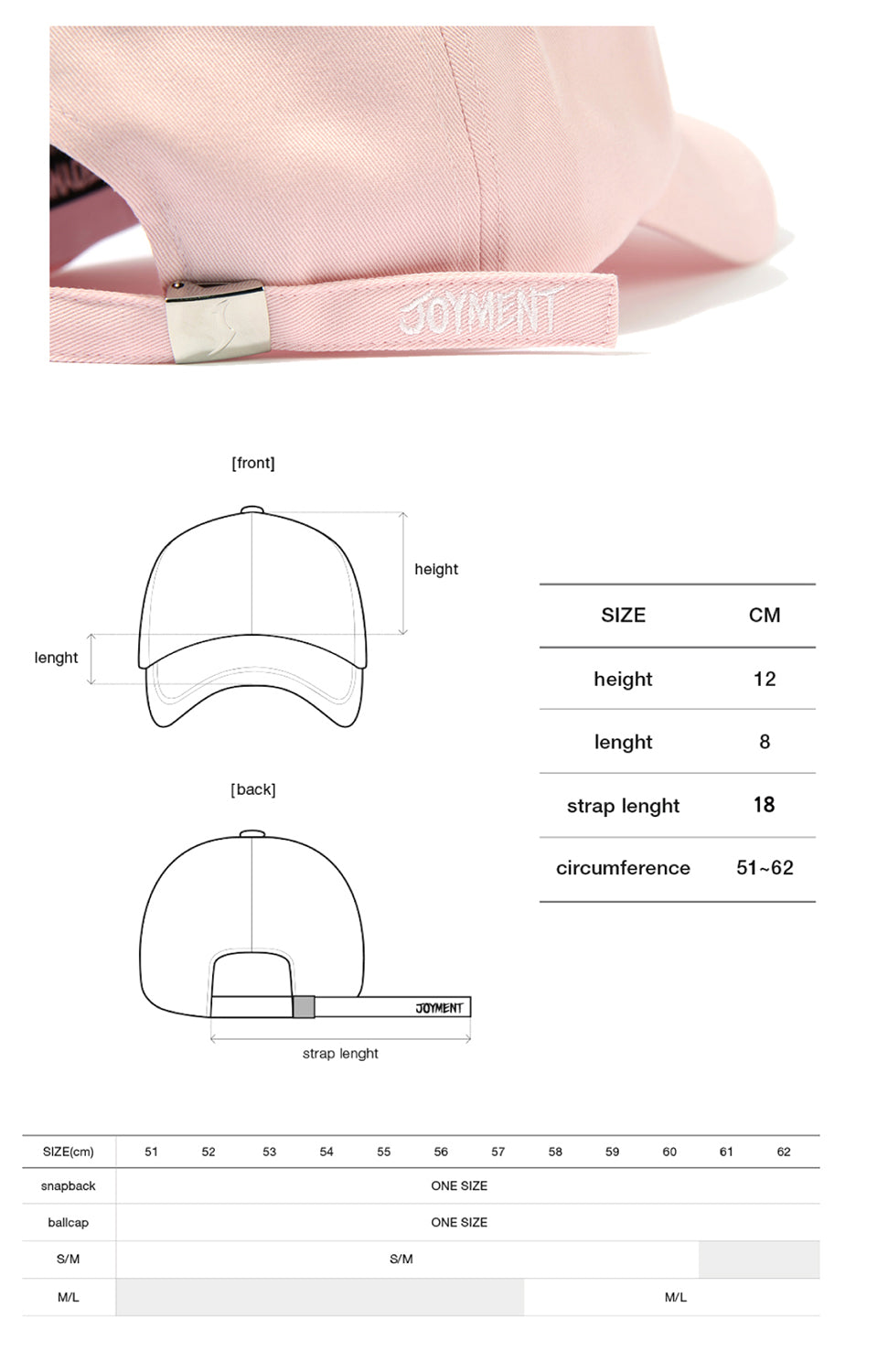 JOYMENT-BALL CAP COTTON LOGO J