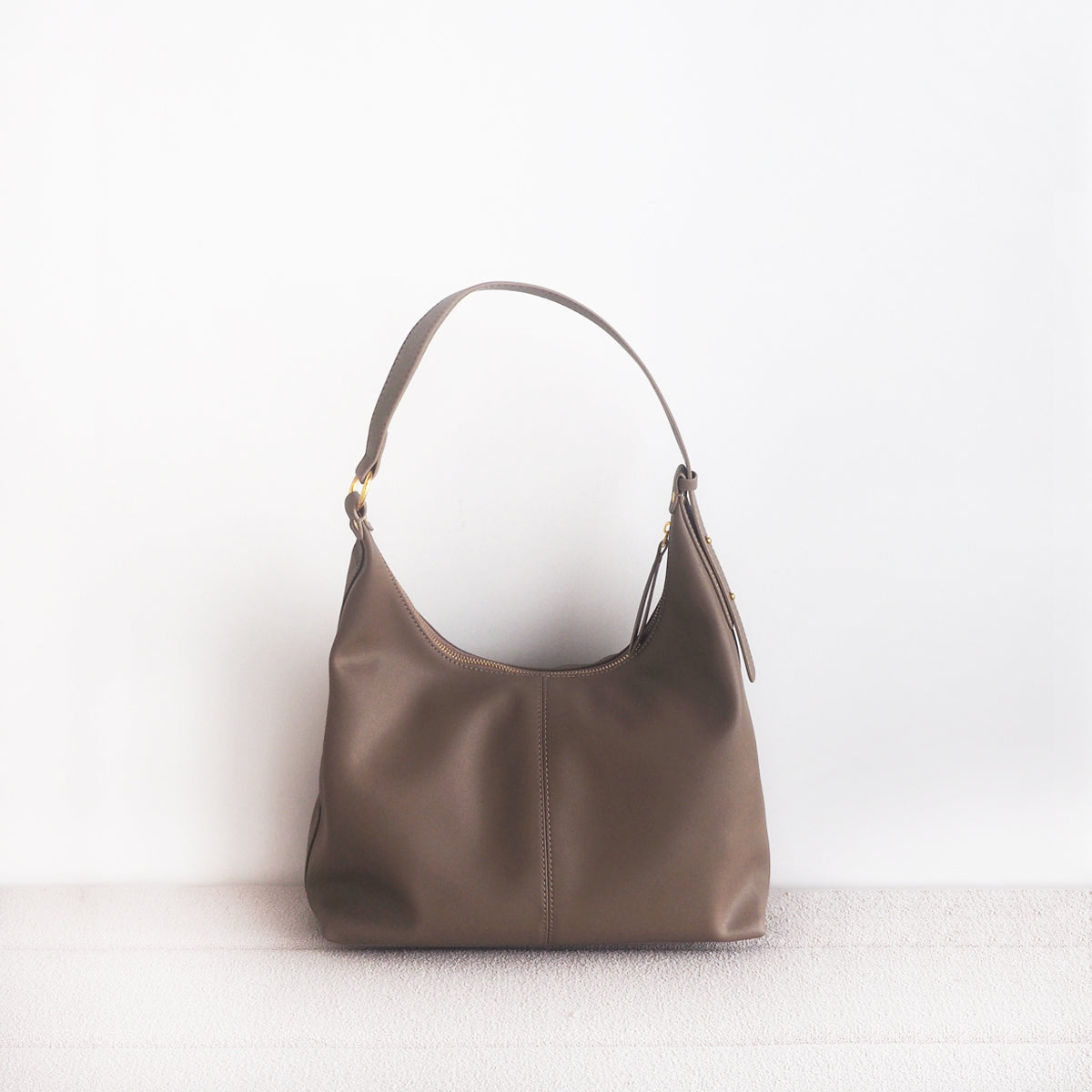 Natalie Leather Tote Bag - Grey