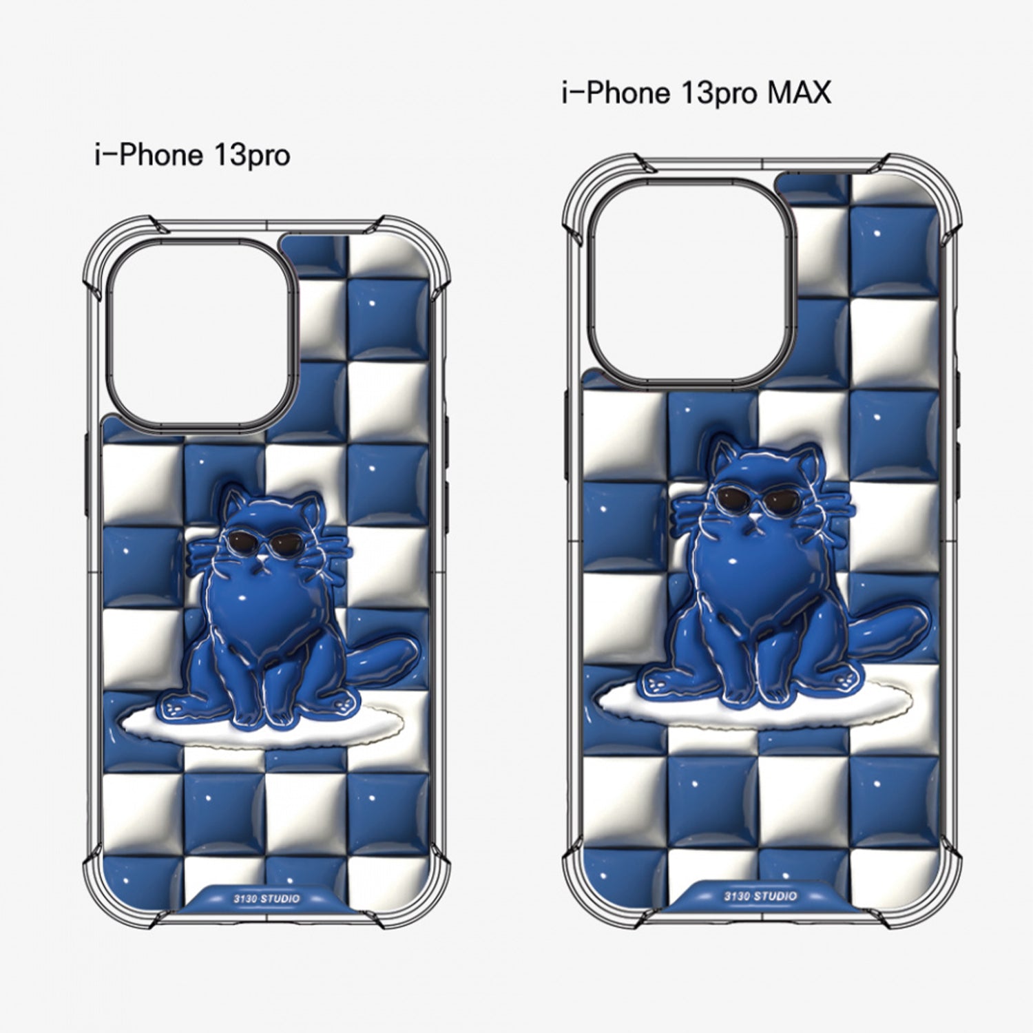 essential checker blue cat case