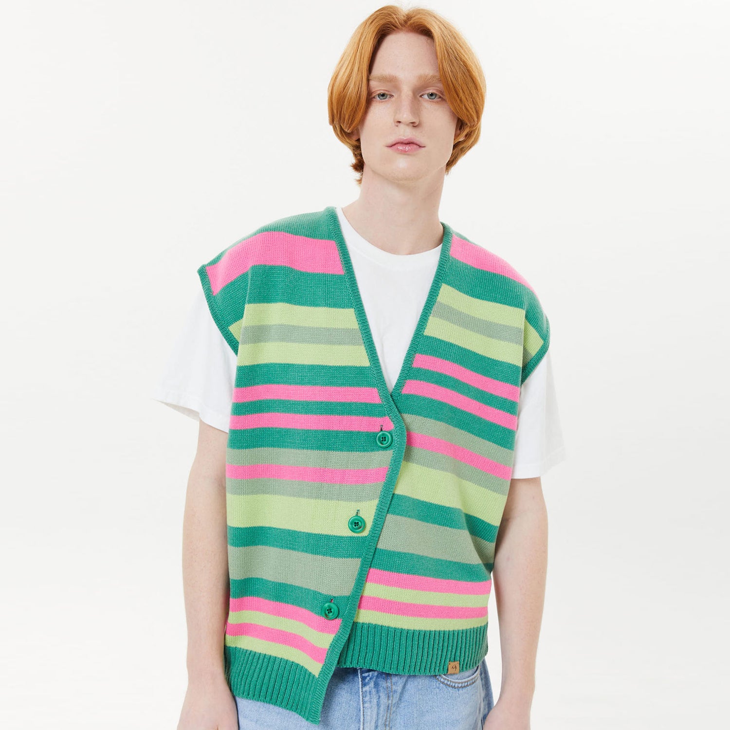 Unbalance stripe vest