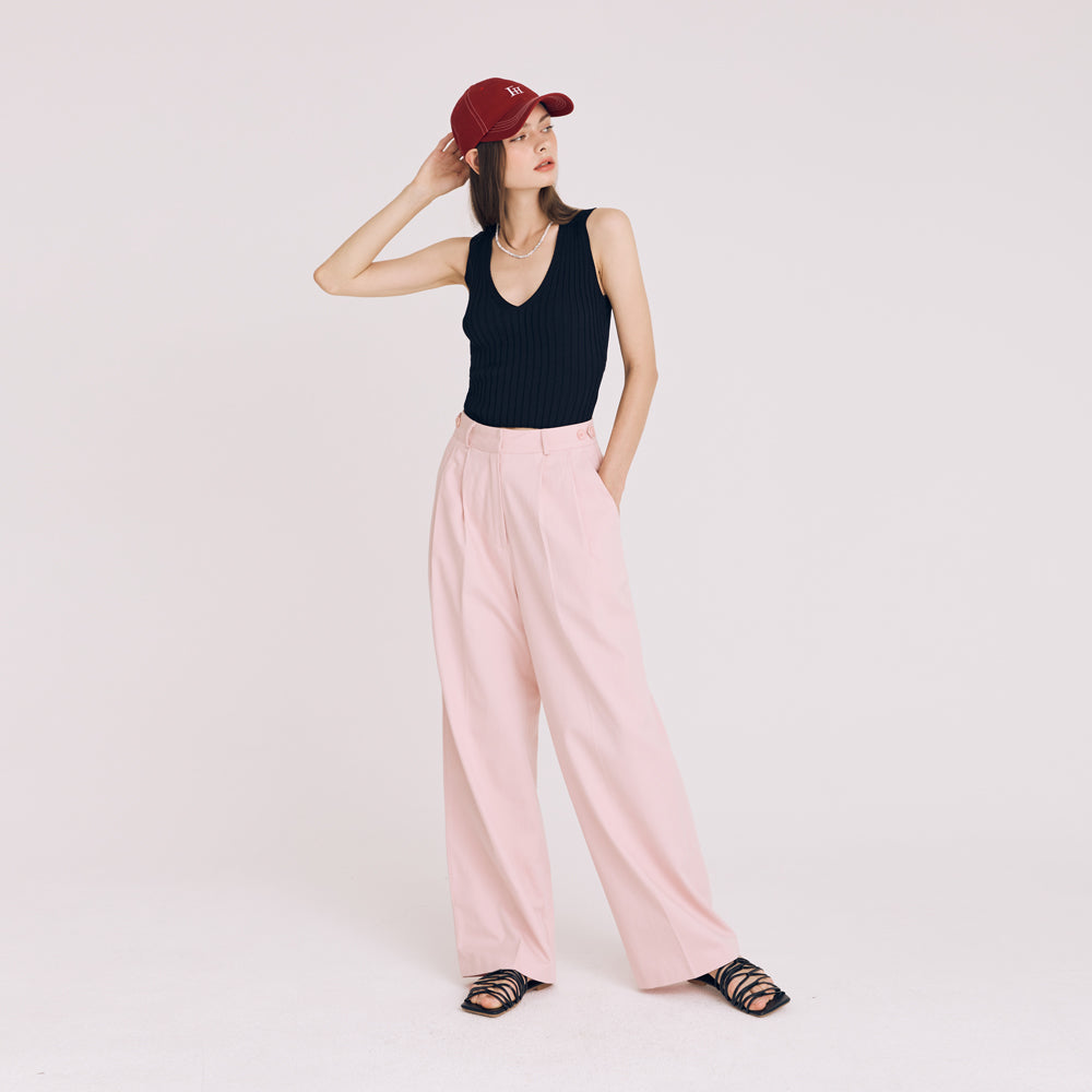 TWOTUCK COTTON WIDE PANTS (PINK)