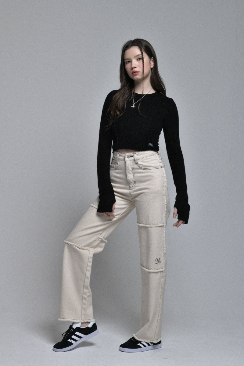 stitch cotton pants (ivory)