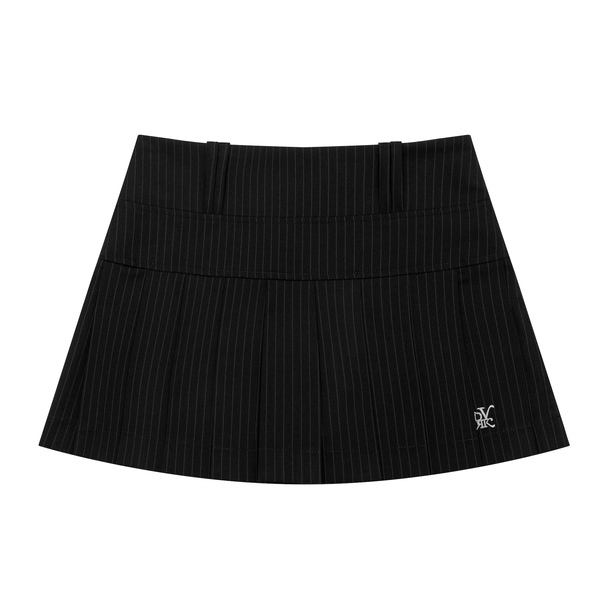 DVRK PRIVÉ LOW-RISE STRIPED PLEATED MINI SKIRT - BLACK