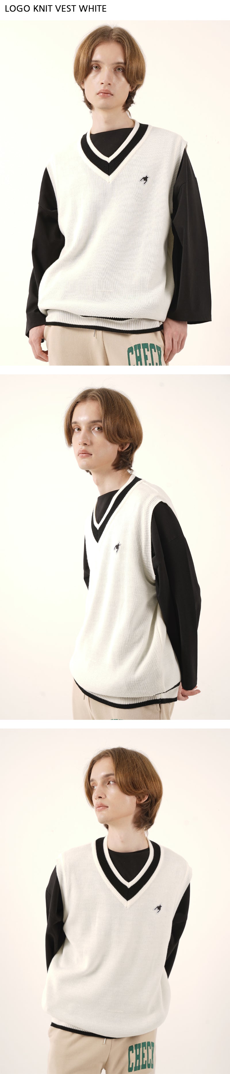 LOGO KNIT VEST (WHITE)