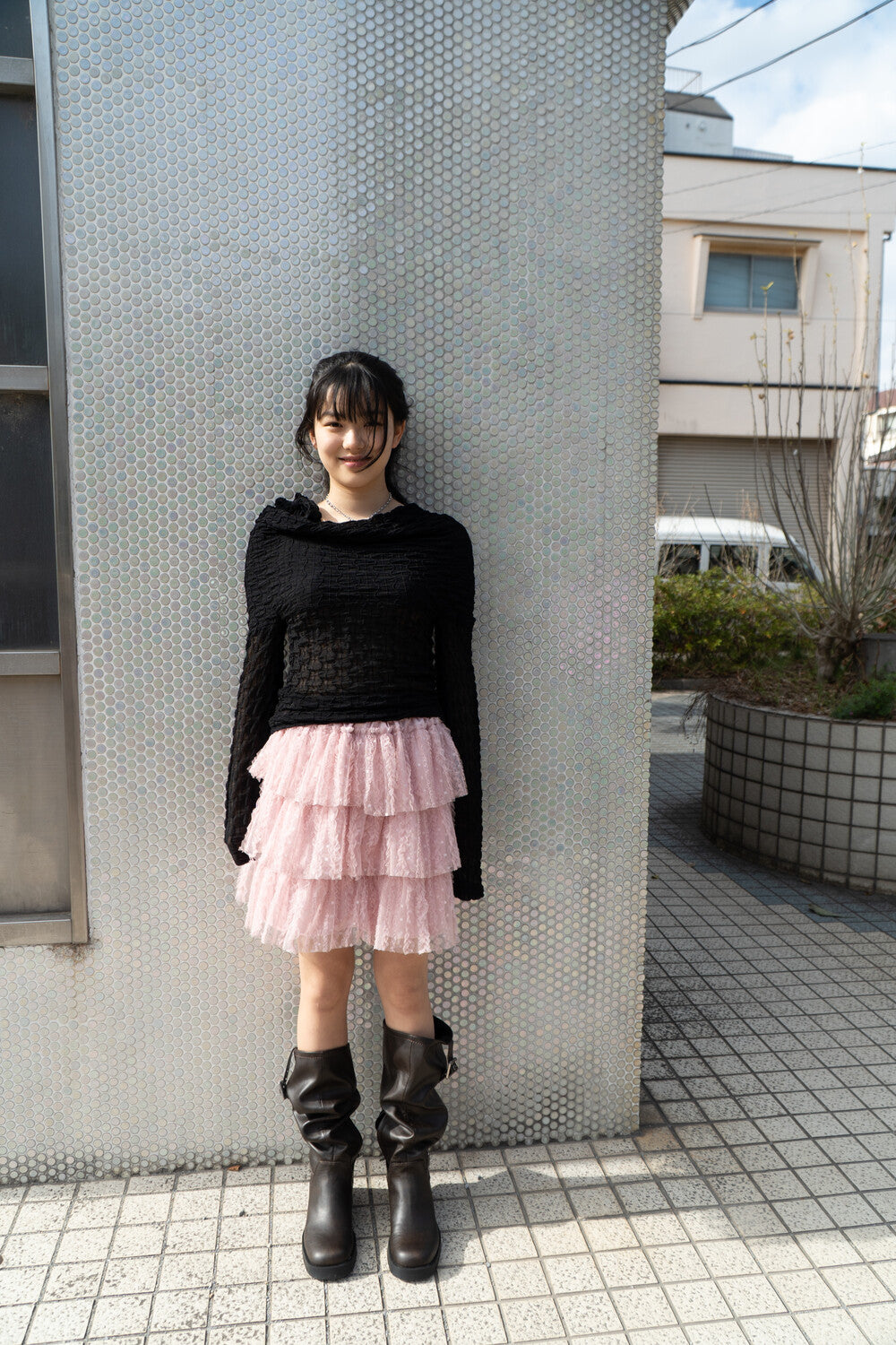 Lace skirt, pink