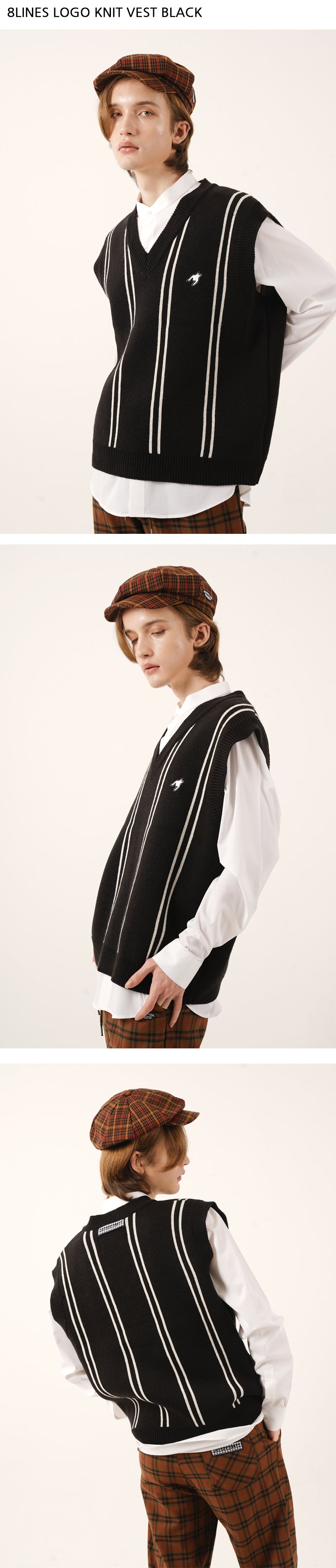 8LINES LOGO KNIT VEST (BLACK)