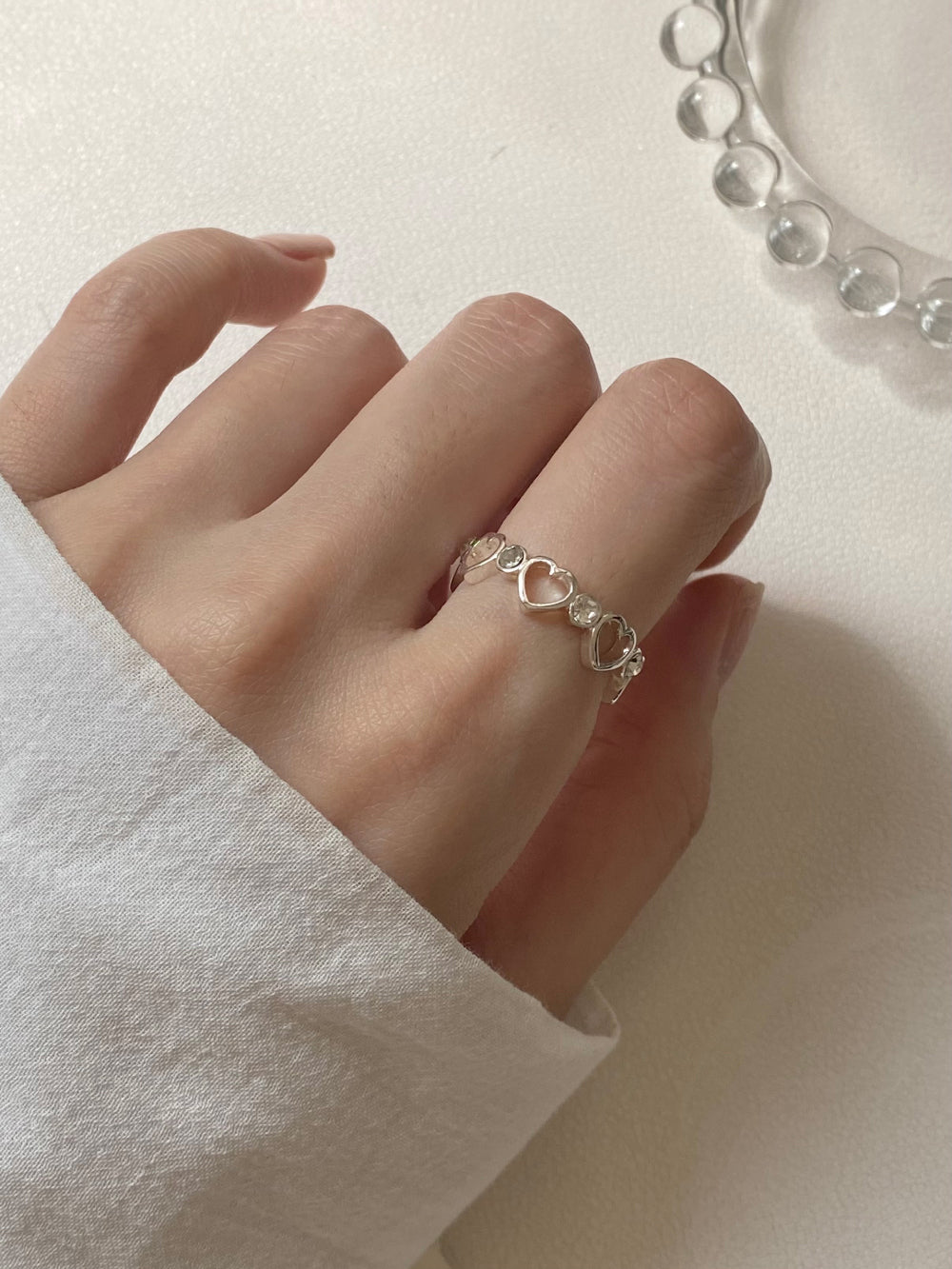 [3 set] Twisted Swan Heart Layered Ring Set / 2 color