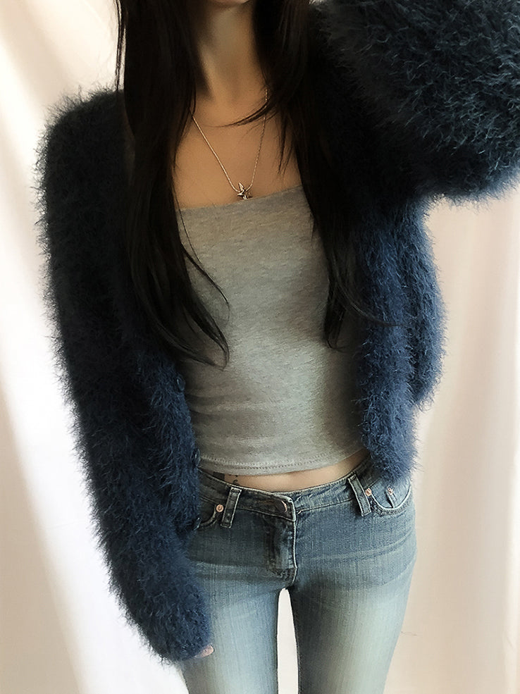 (8color) angel boucle fur cardigan