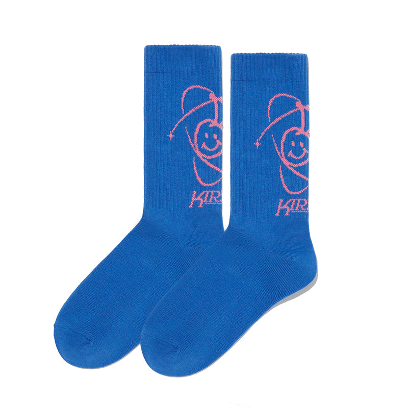 DOODLE CHERRY PLANET GRAPHIC SOCKS [BLUE]