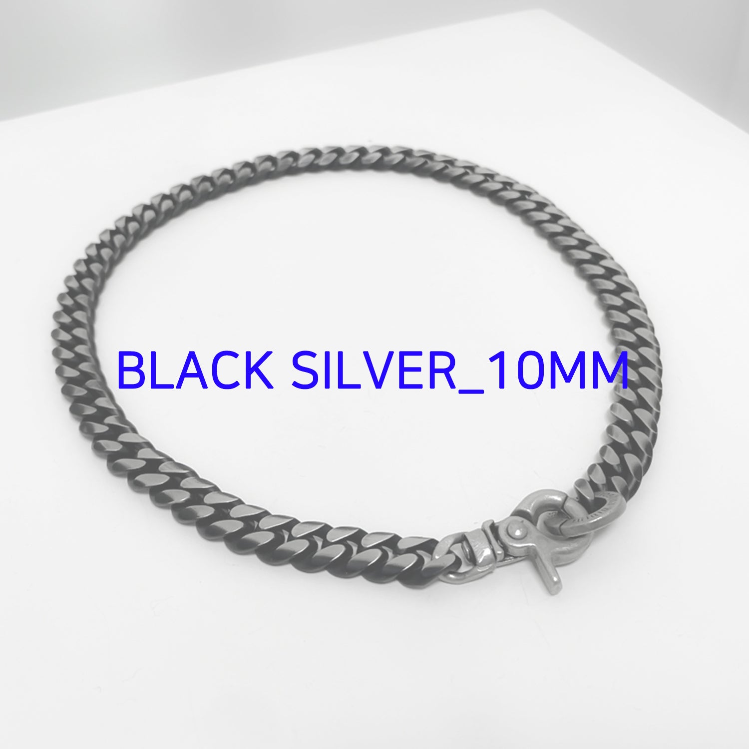 [BLESSEDBULLET]black line CURVE chain necklace_blacksilver_13mm