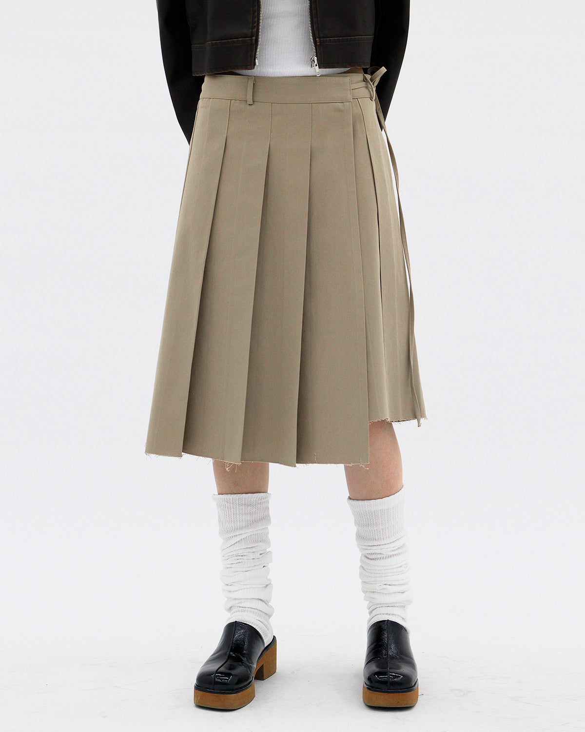 Pleated string wrap skirt (2color)