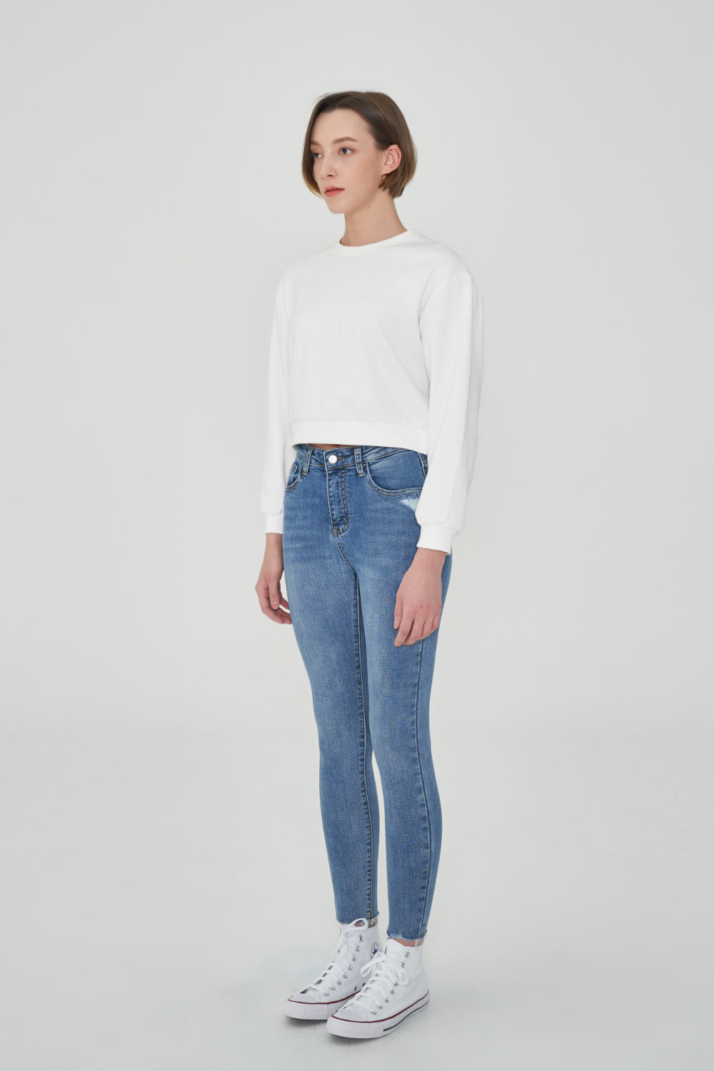 HIGH WAIST LIGHT BLUE SKINNY JEAN [6808]