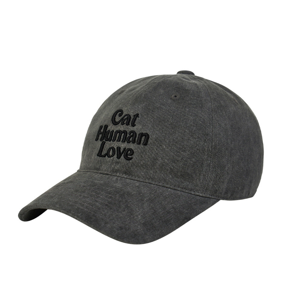 CAT HUMAN LOVE PIGMENT BALL CAP_CHARCOAL