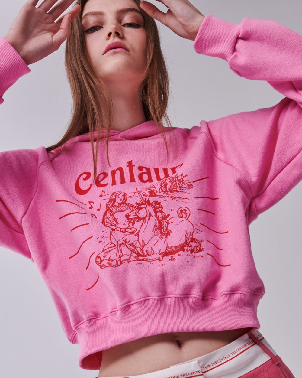 STORY CROPPED HOODY_PINK