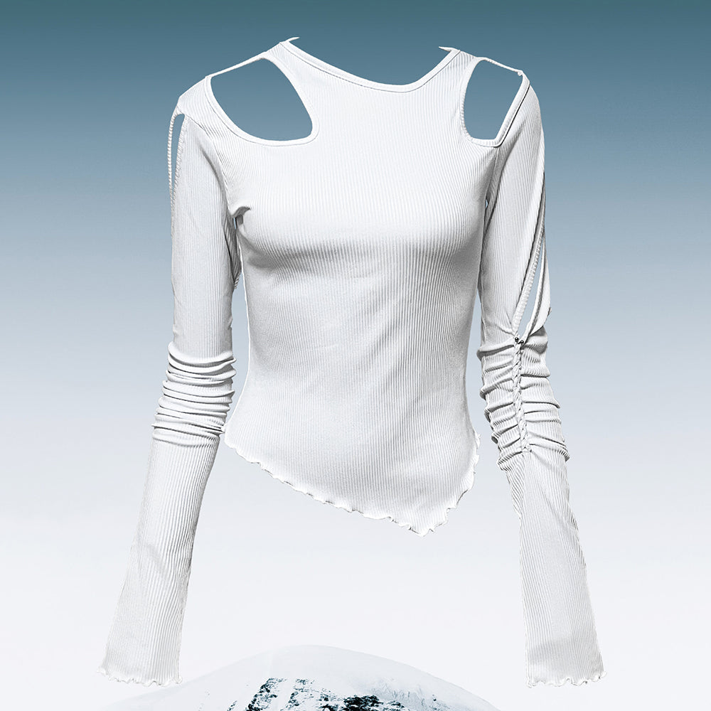 braid stone cutout top - white