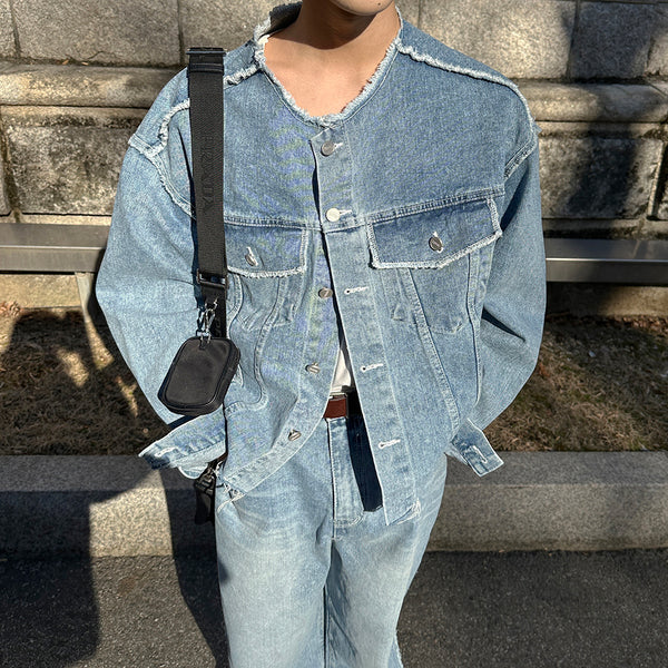 ASCLO Maxi Deco Wide Denim Jacket (707)