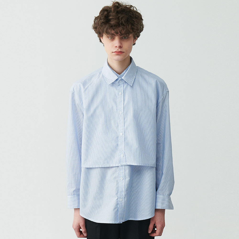 STRIPE DOUBLE LAYERED SHIRT (BLUE)