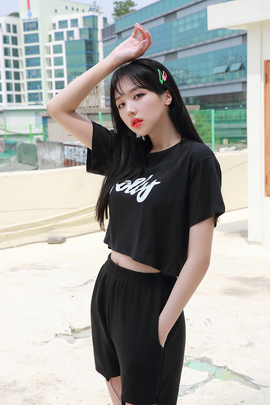 TOP(8137) Jelly Crop Short Sleeve Tee