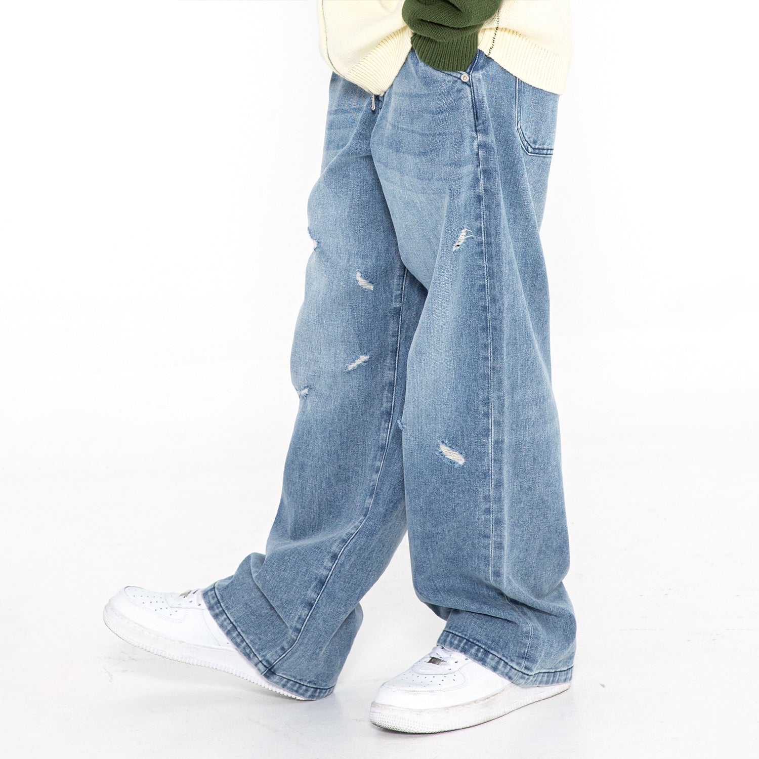 XP185 X Destroyed Denim Pants (BLUE)