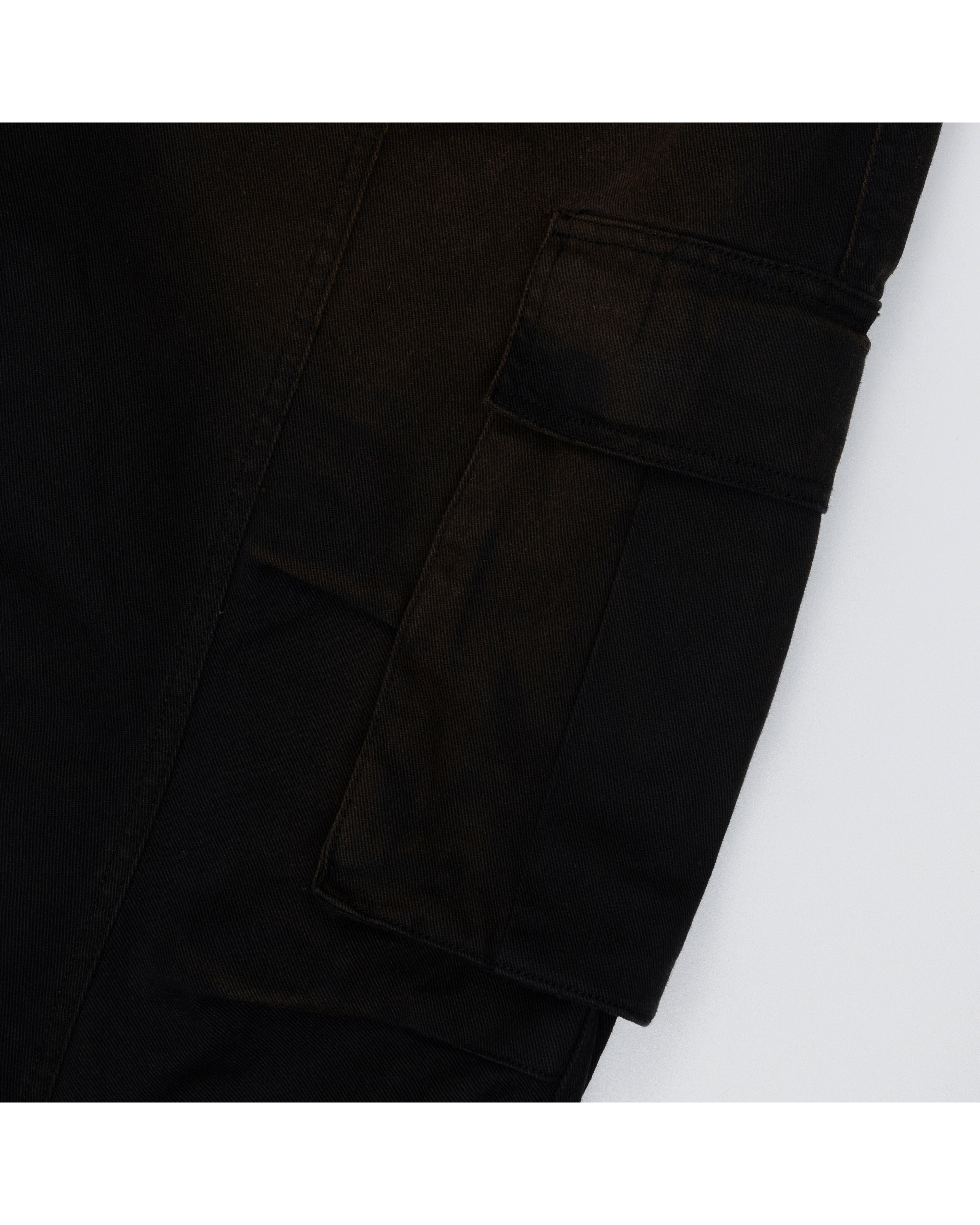 Knee Pin-tuck Wide Cargo Pants (Washed Black)