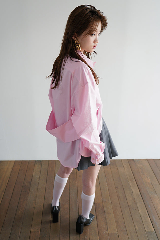 BACK WIDE STRAP OVERSIZED SHIRT IN PINK