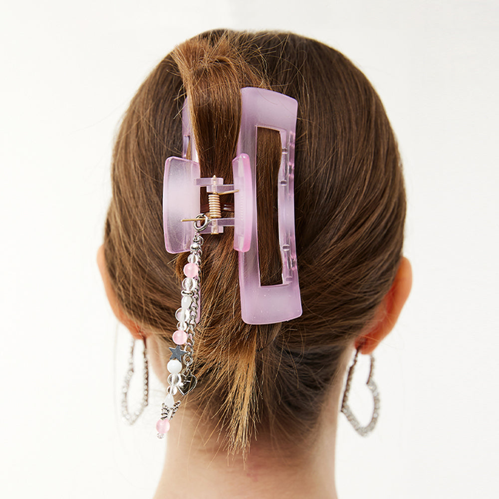 Beads Chain Strap Hair Clip _ Pink