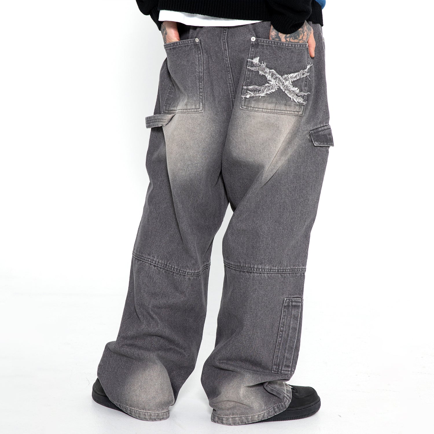 XP194 Baymus Utility Denim Pants (GRAY)