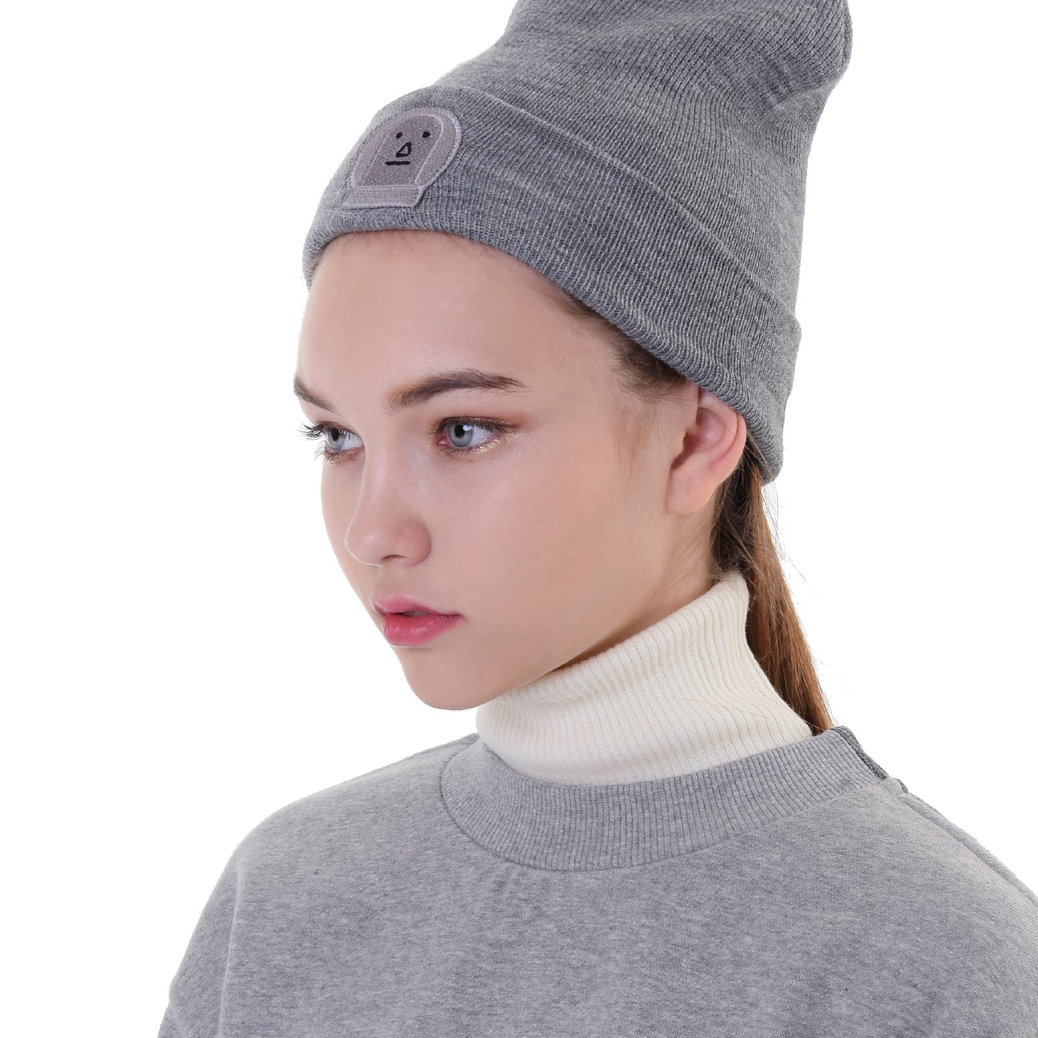 リブニットビーニー[UNISEX] RIBBED-KNIT BEANIE (Grey)