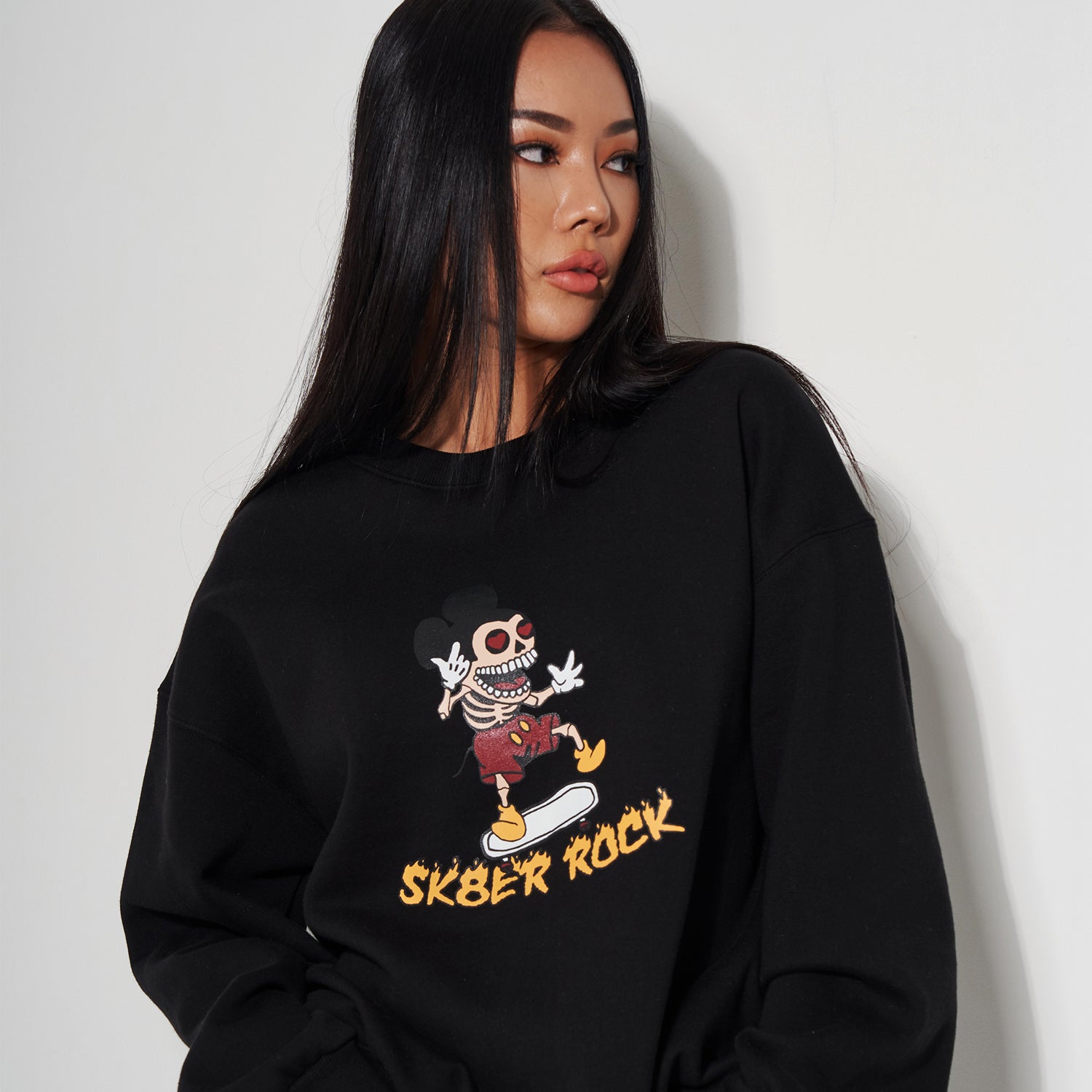 SKELETON MOUSE SWEAT SHIRT BLACK