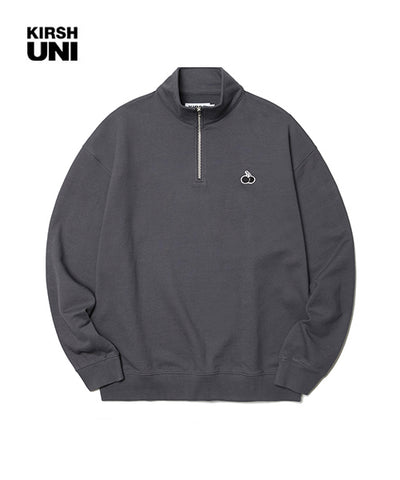 ユニスモールチェリーハーフジップスウェット / UNI SMALL CHERRY HALF ZIP UP SWEAT [CHARCOAL]