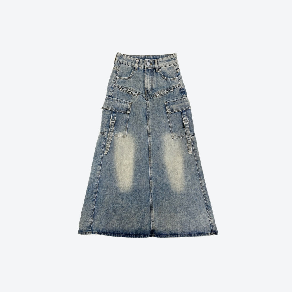 Zance vintage denim long skirt