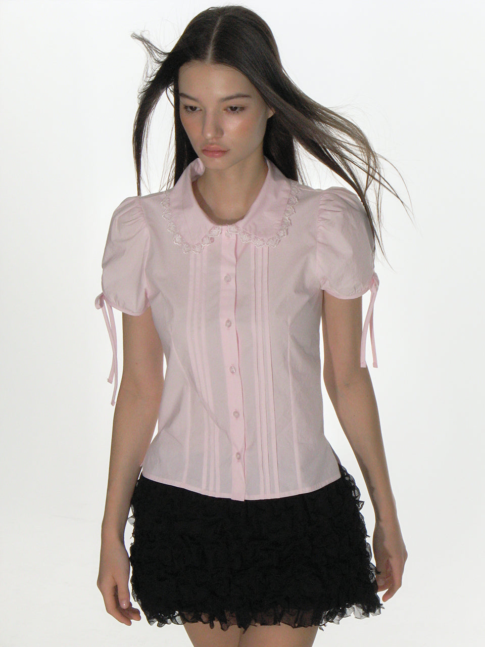 PINTUCK LACE COLLAR BLOUSE_PINK