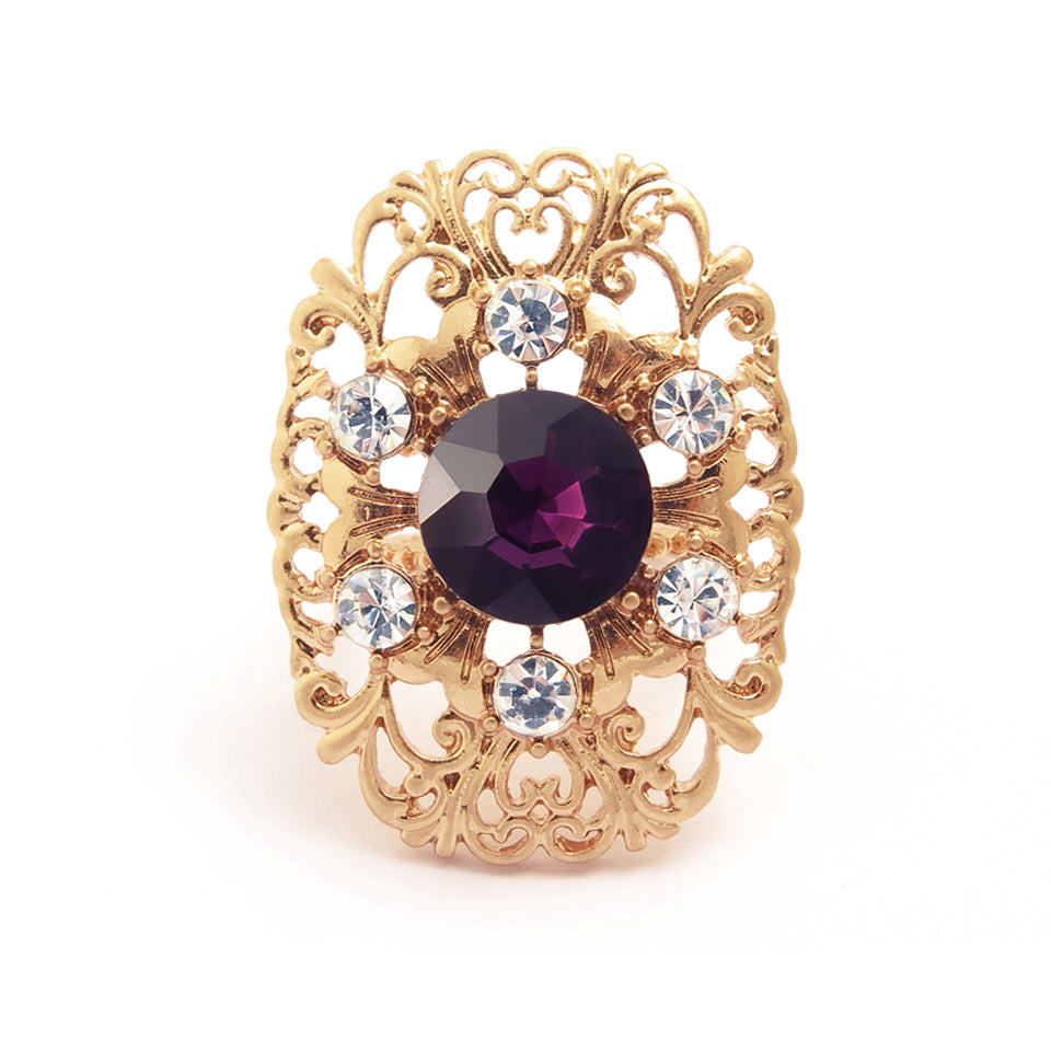 Blooming purple stone ring