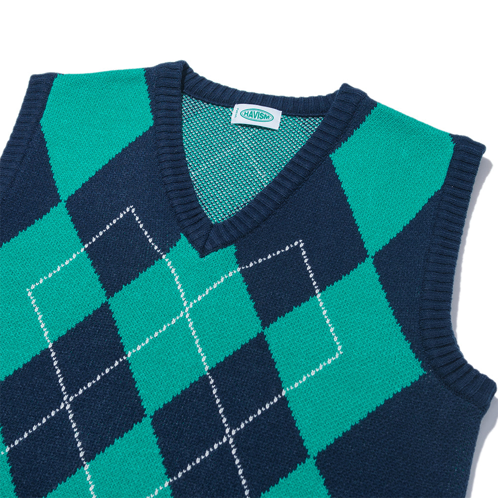 ARGYLE PATTERN KNIT VEST