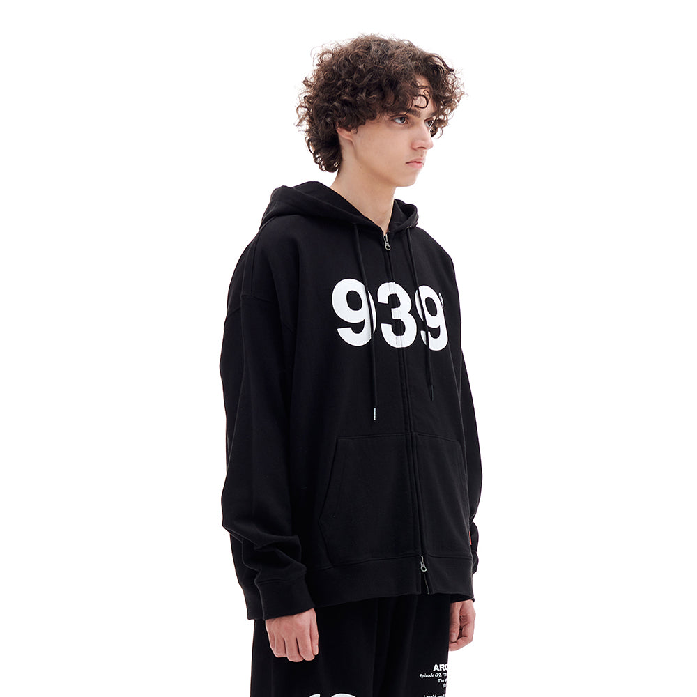 939 LOGO HOOD ZIP-UP (BLACK)