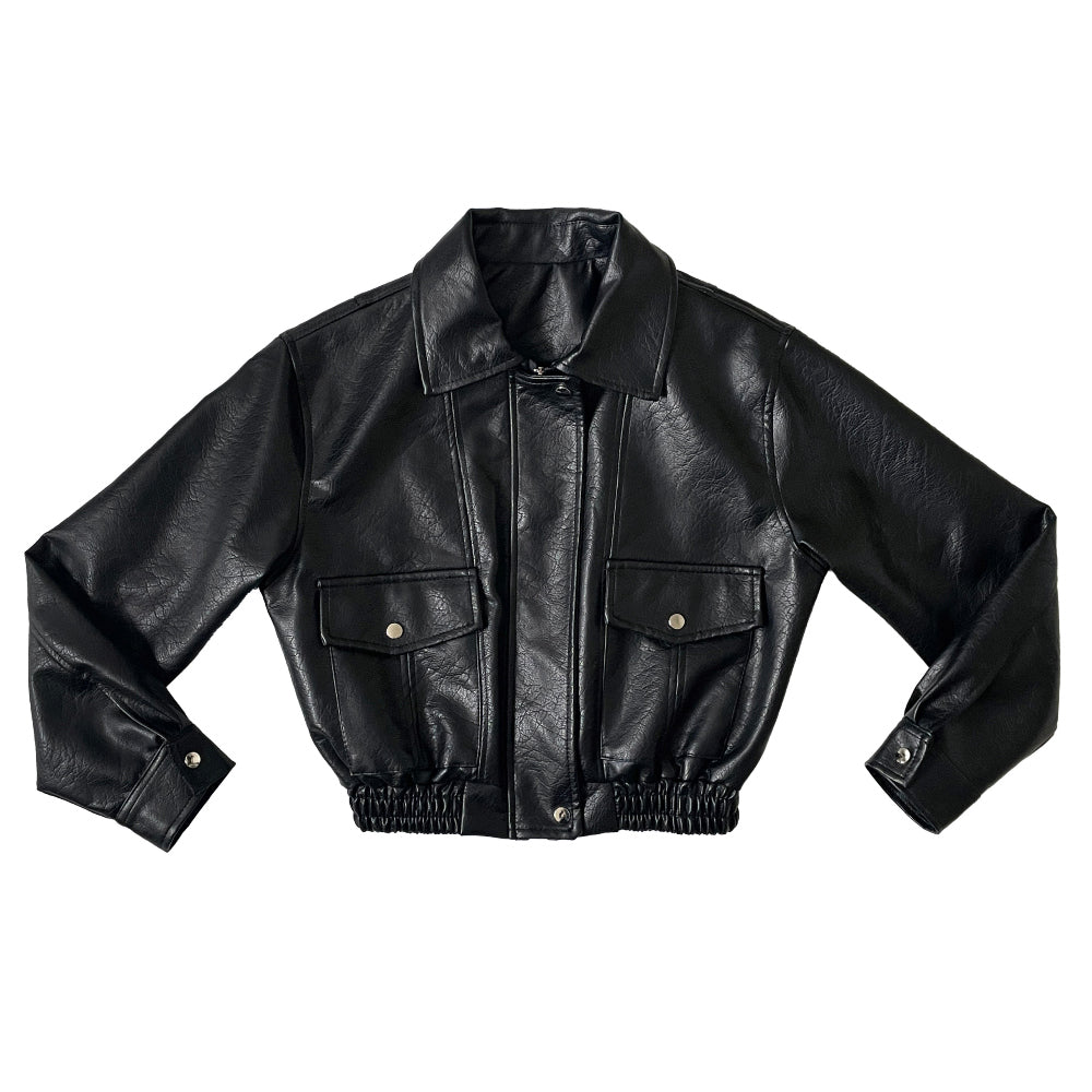 Crack leather black jacket