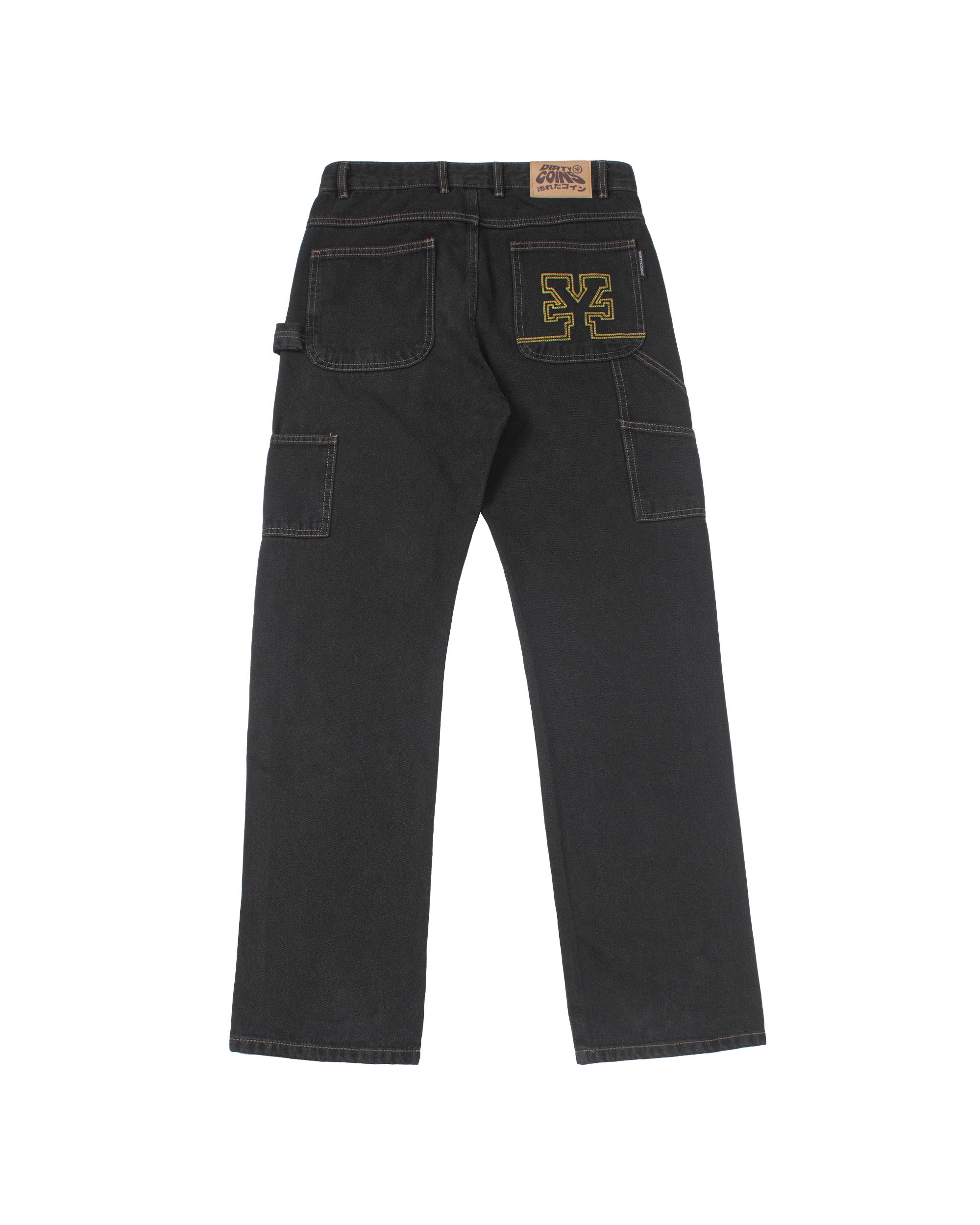 Logo Washed Knee Jeans - Black