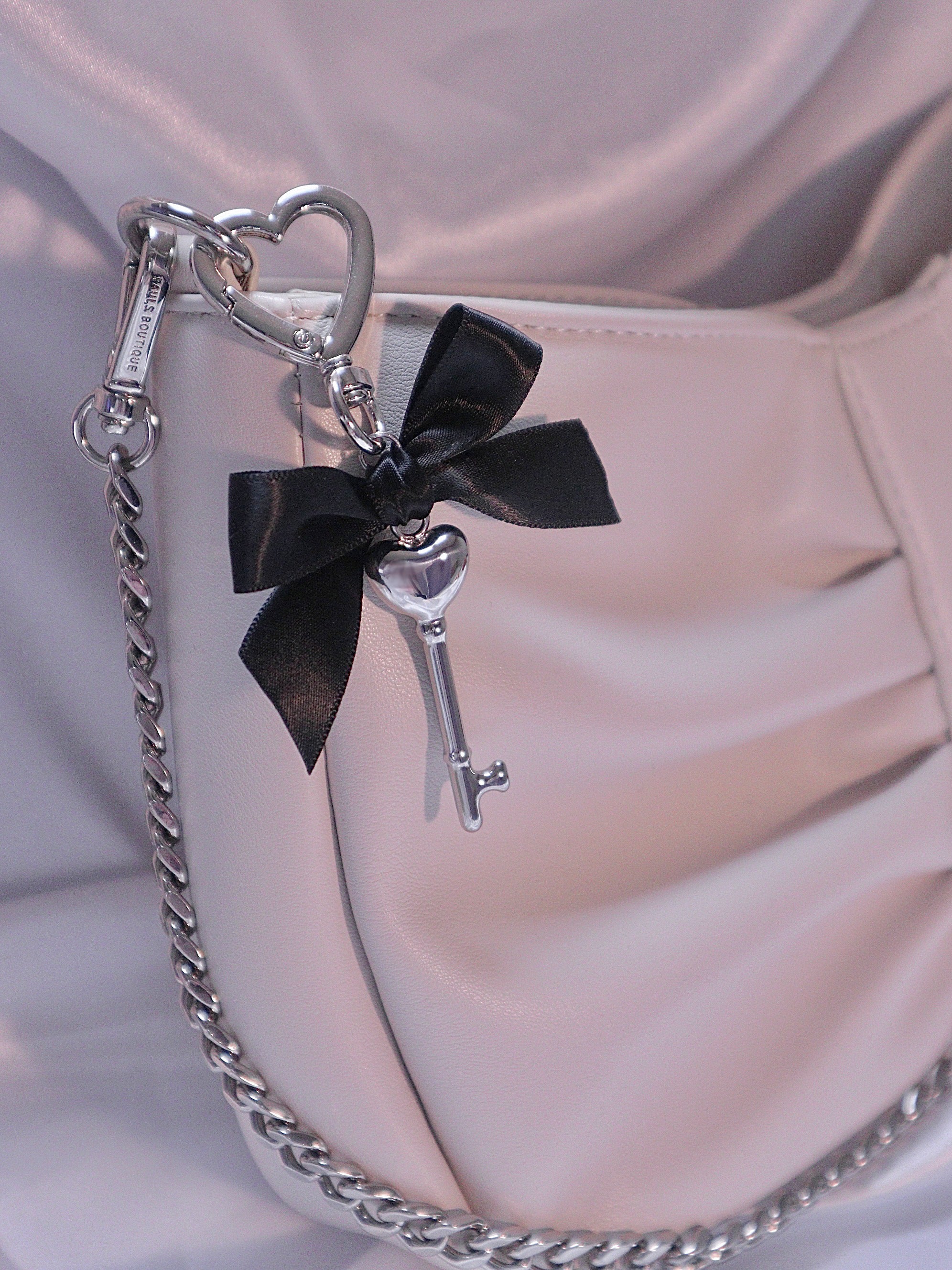 Black Ribbon Heart Key Keyring