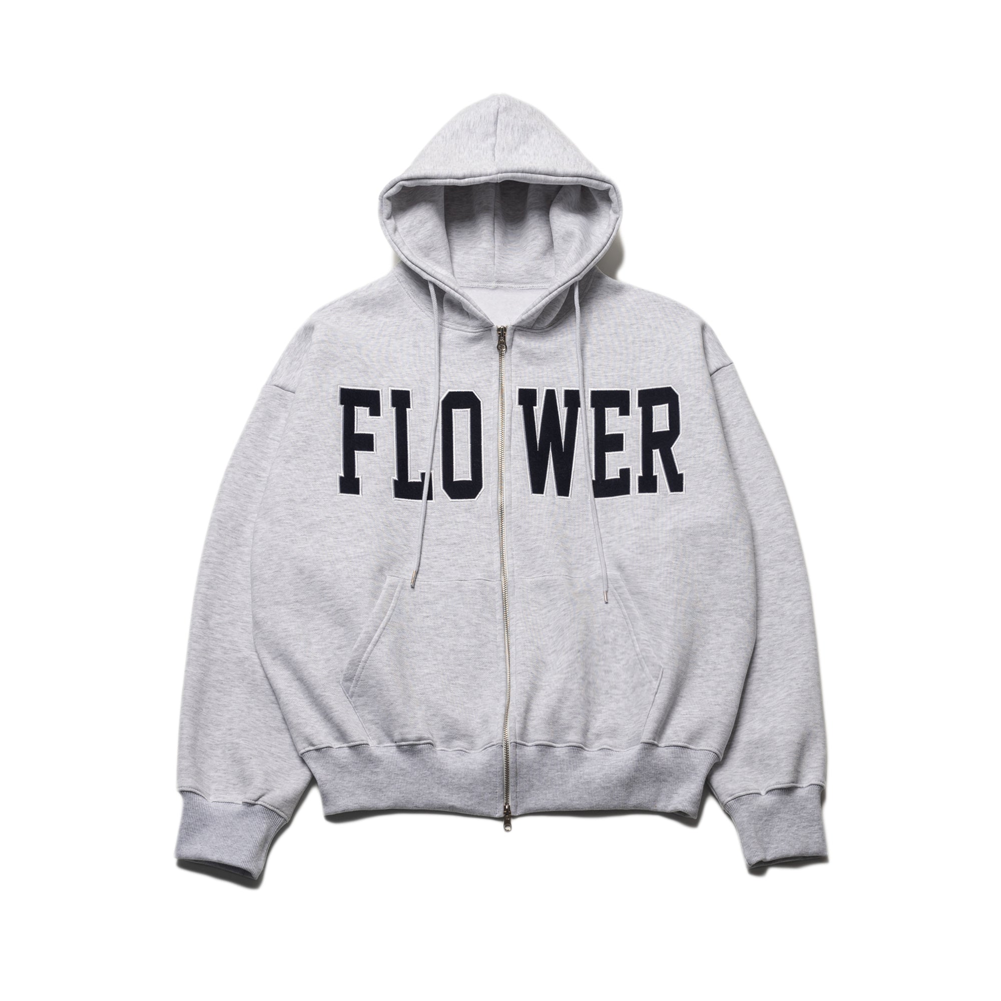 FLOWER ZIP UP HOOD(MELANGE WHITE)